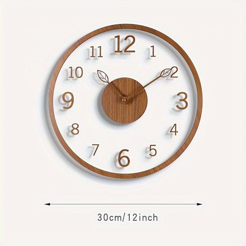 Leafora Minimalist Floating Wall Clock — Clean Leaf Motif Dial