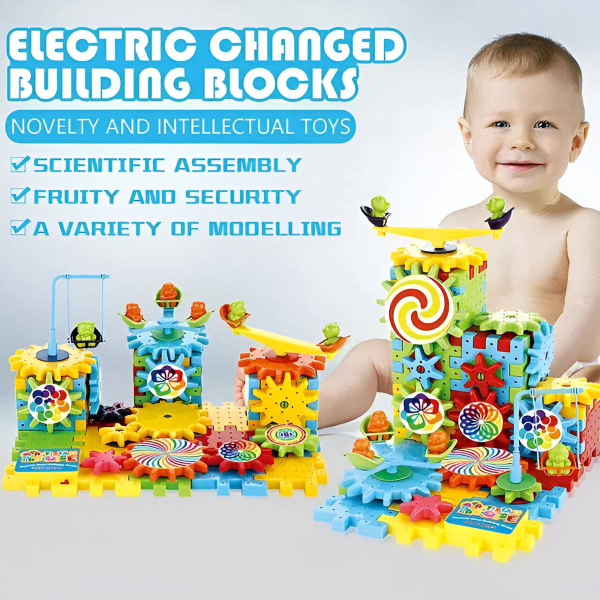 Jucării de construcție electrice Gear Toys, set STEM cu 83 de piese