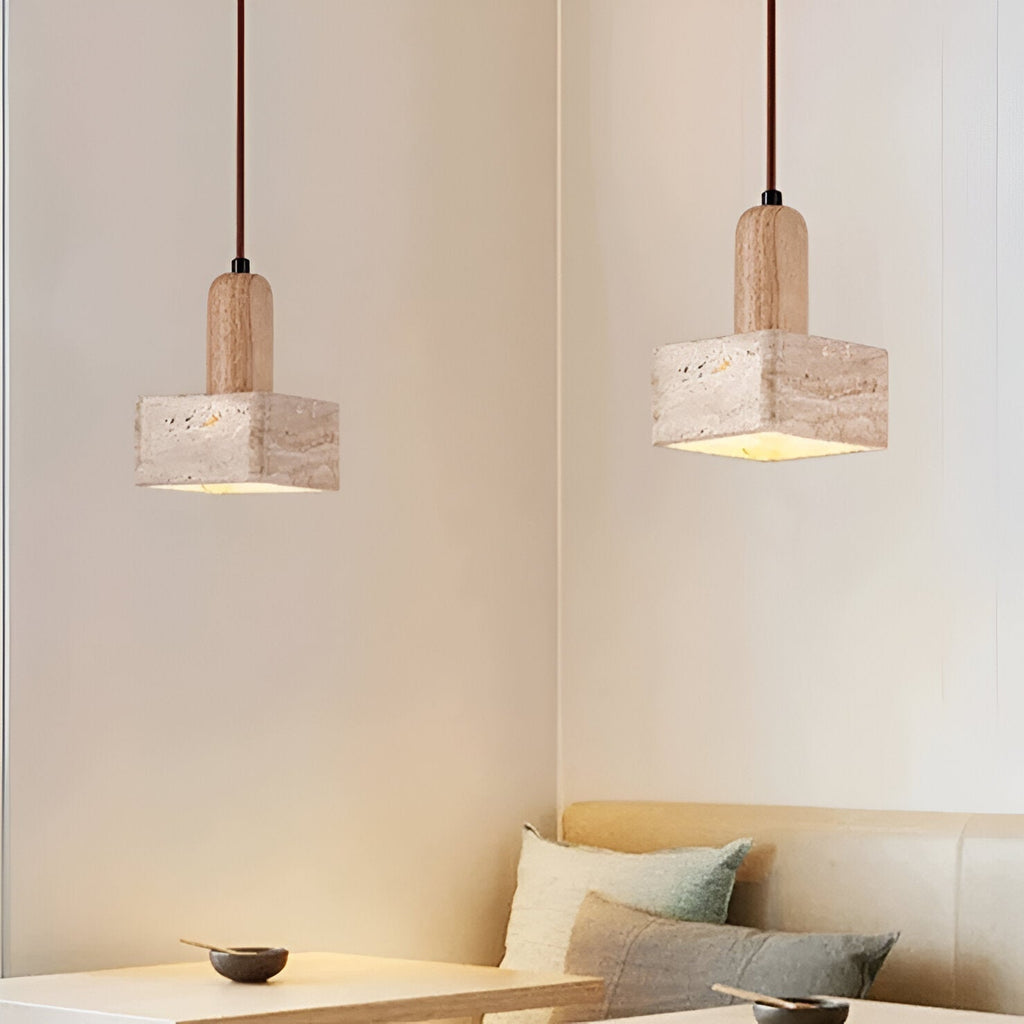 Travertine Square Pendant Light | Souliia