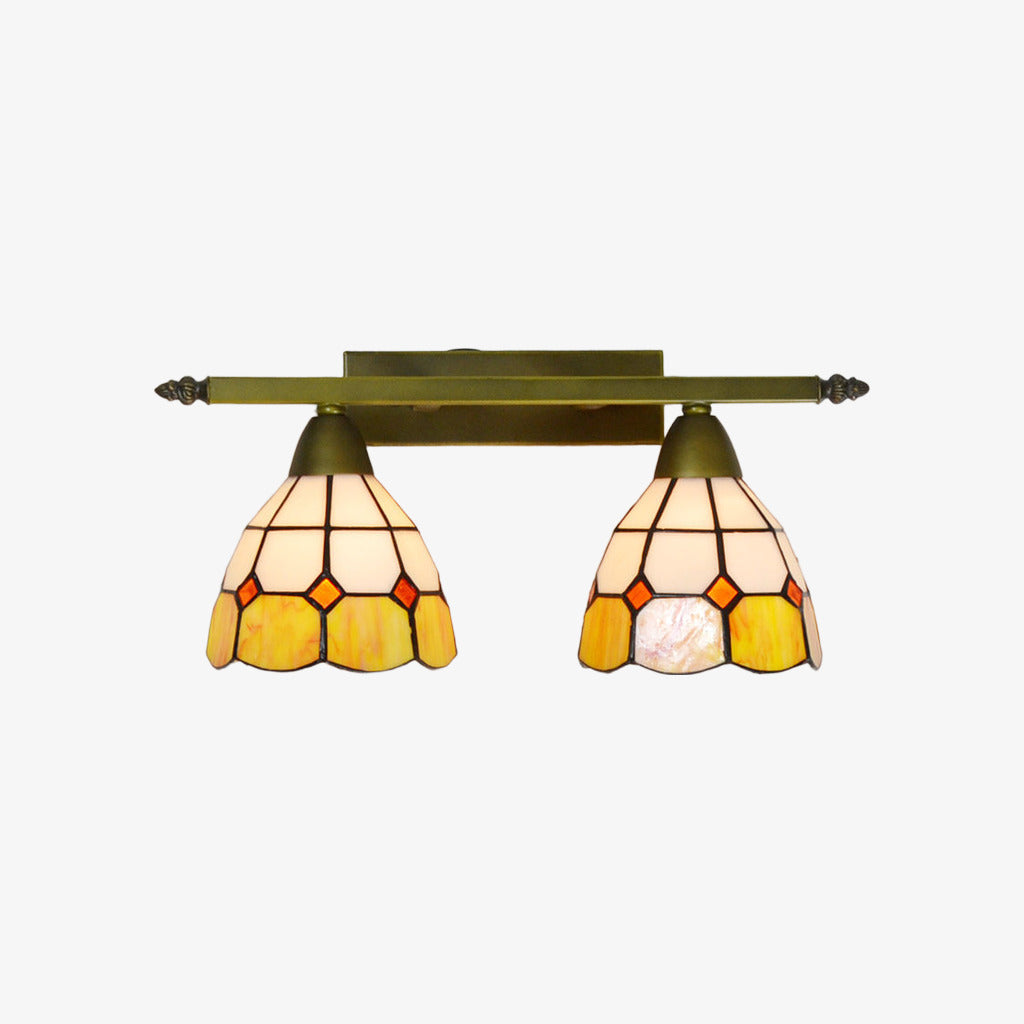 TF Tivanny Vintage Stil Schmink-Wandleuchte mit Buntglas-Dom für Badezimmer und Flur | Souliia