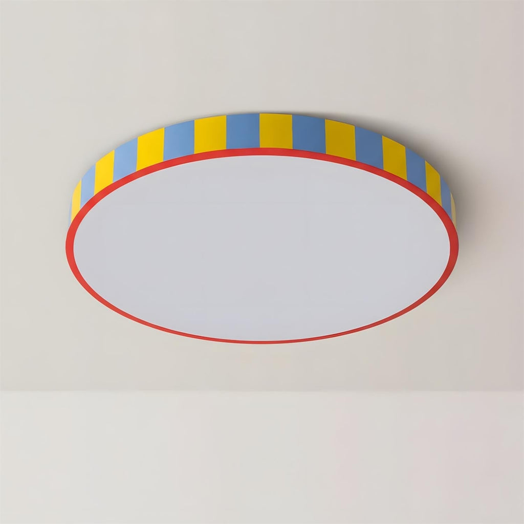 Saebery Modulo Stripe Flush Mount Ceiling Light - Round Striped Metal and Acrylic LED Fixture for Bedroom and Hallway | Souliia