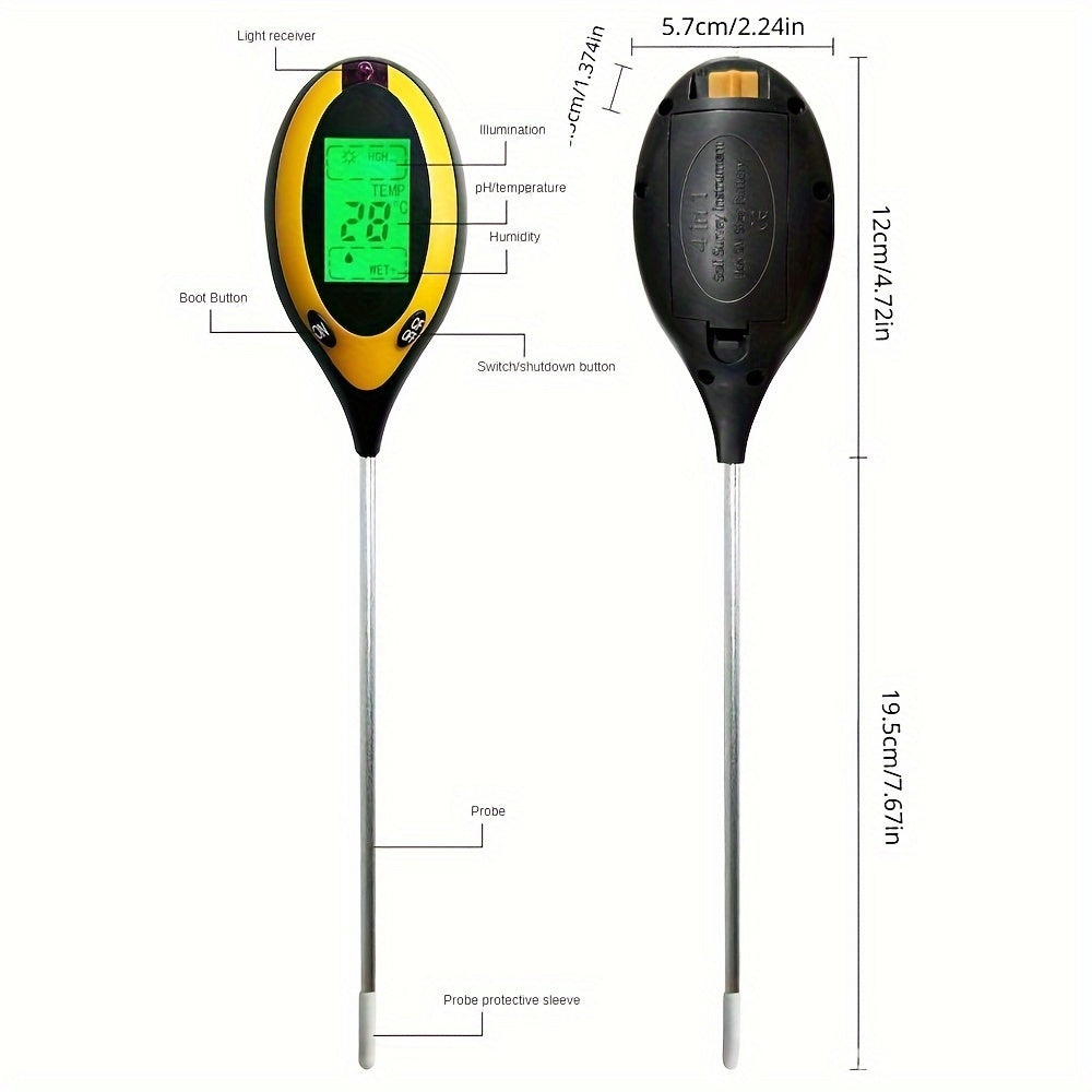 Soilmaster 4-In-1 Soil Analyzer — Moisture, pH, Temperature and Sunlight Readings