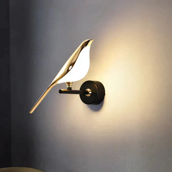 Pawdia Bird Wall Sconce - Metal Acrylic Modern LED Wall Lamp for Bedroom and Hallway | Souliia