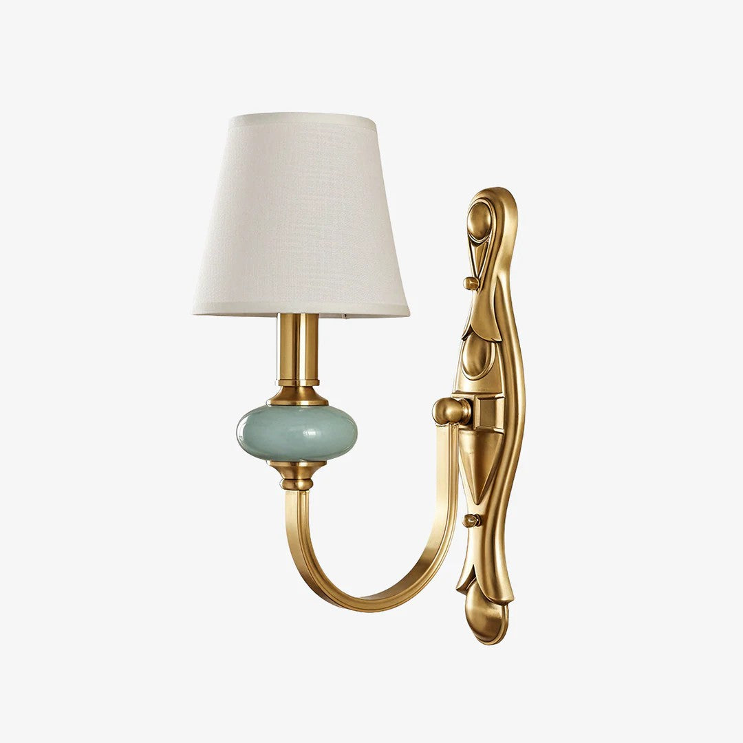 Rowan Classic Fabric Shade Sconce – Ceramic Wall Light for Hallway or Bedroom | Souliia
