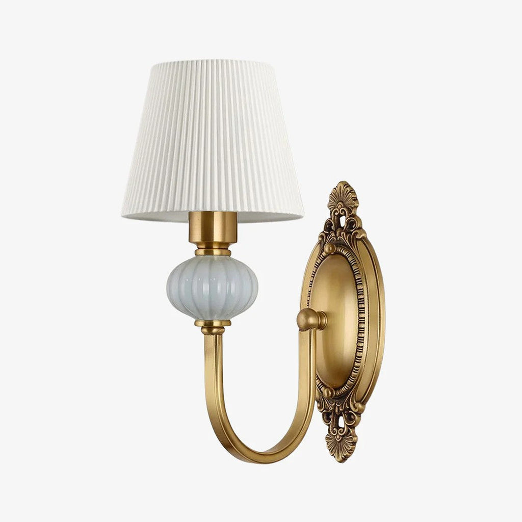 Rowan Classic Fabric Shade Sconce – Ceramic Wall Light for Hallway or Bedroom | Souliia
