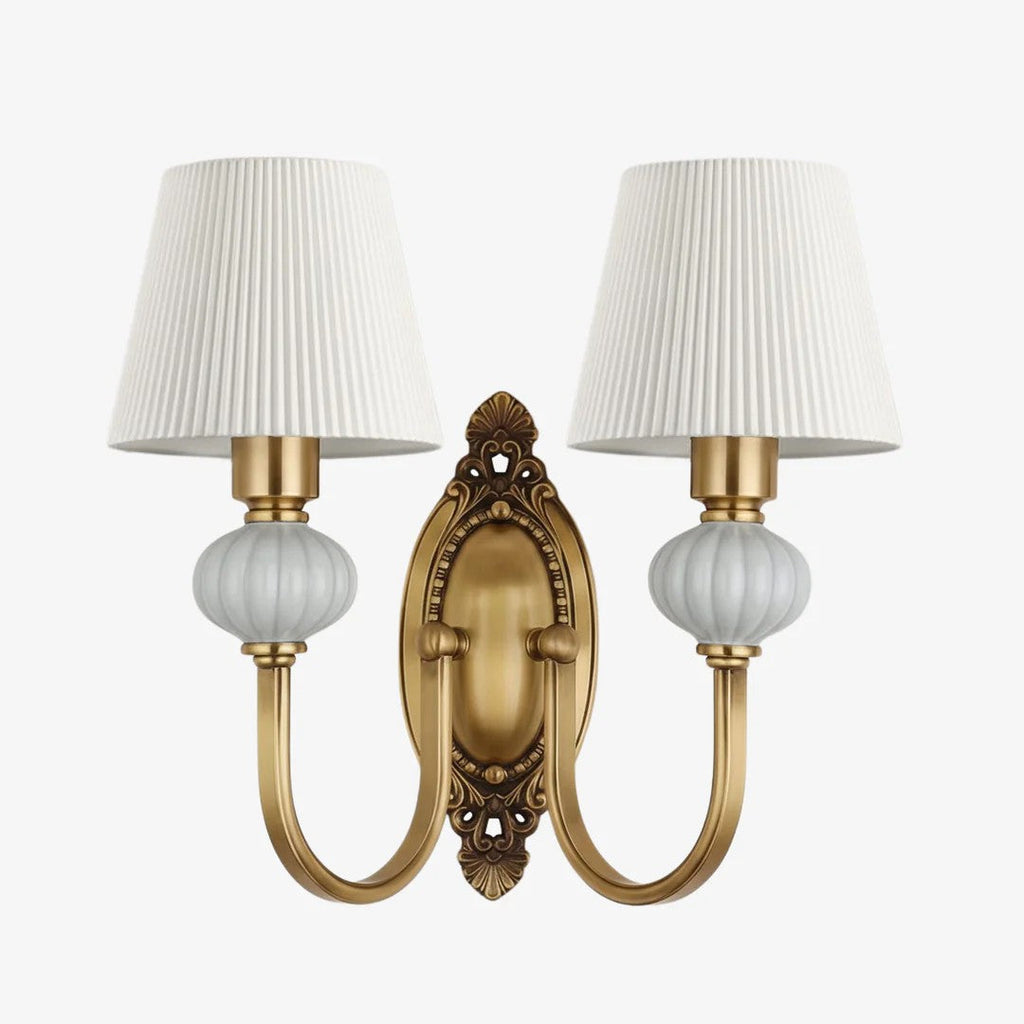 Rowan Classic Fabric Shade Sconce – Ceramic Wall Light for Hallway or Bedroom | Souliia