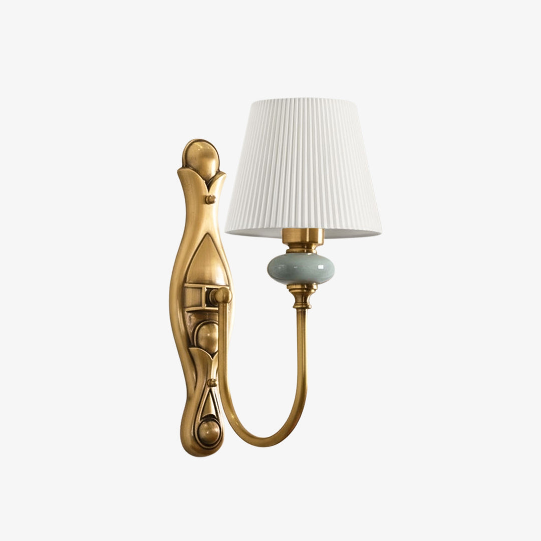Rowan Classic Fabric Shade Sconce – Ceramic Wall Light for Hallway or Bedroom | Souliia