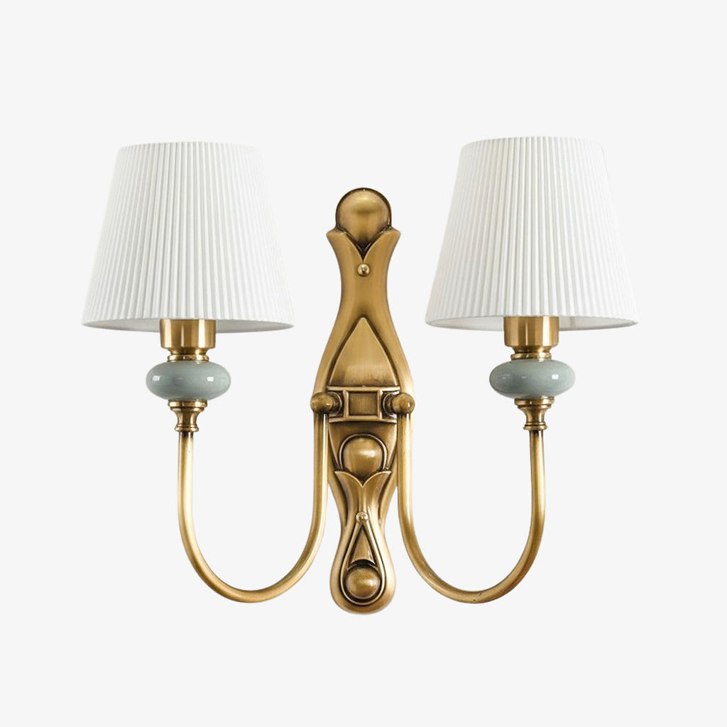 Rowan Classic Fabric Shade Sconce – Ceramic Wall Light for Hallway or Bedroom | Souliia