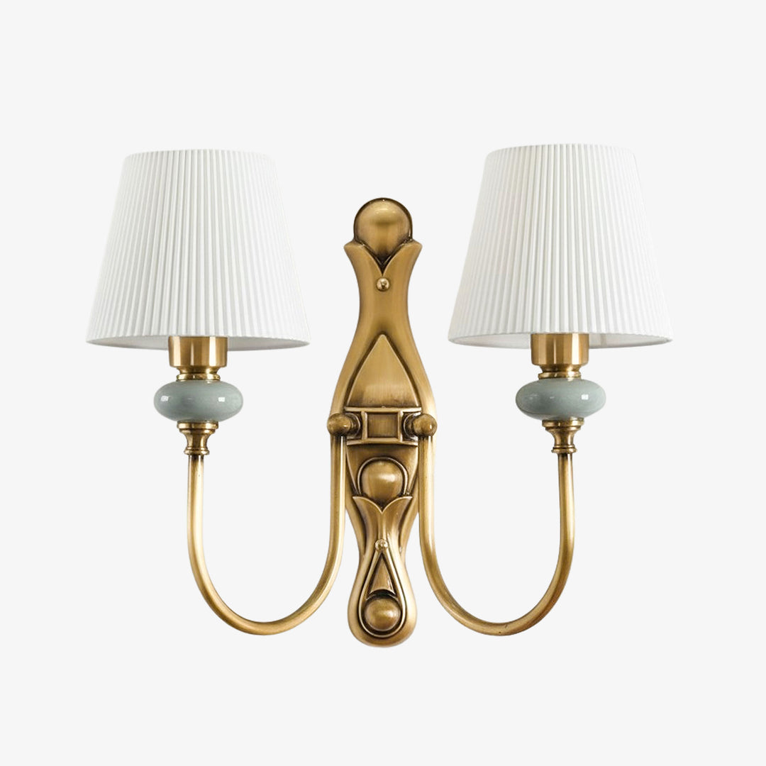 Rowan Classic Fabric Shade Sconce – Ceramic Wall Light for Hallway or Bedroom | Souliia