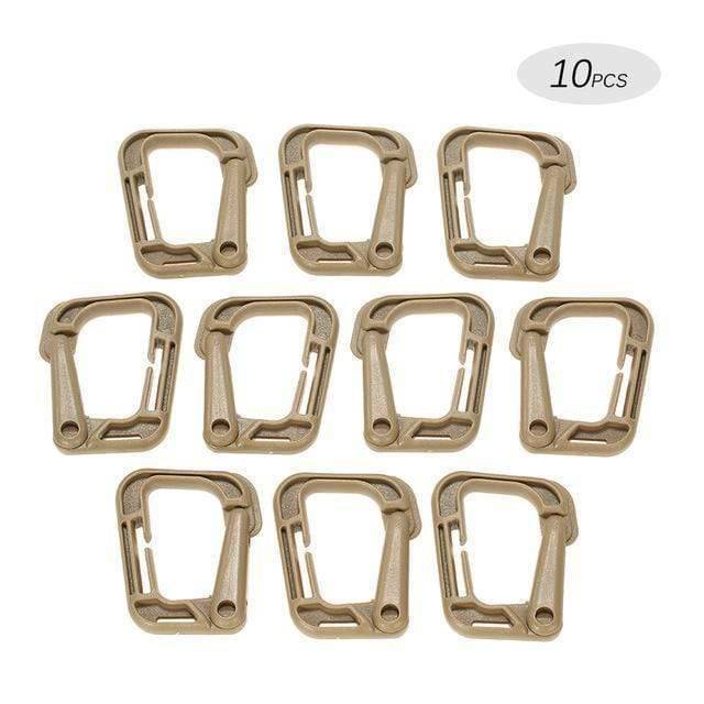 Set of 10 Locking D-Ring Clips for Molle Webbing - Souliia