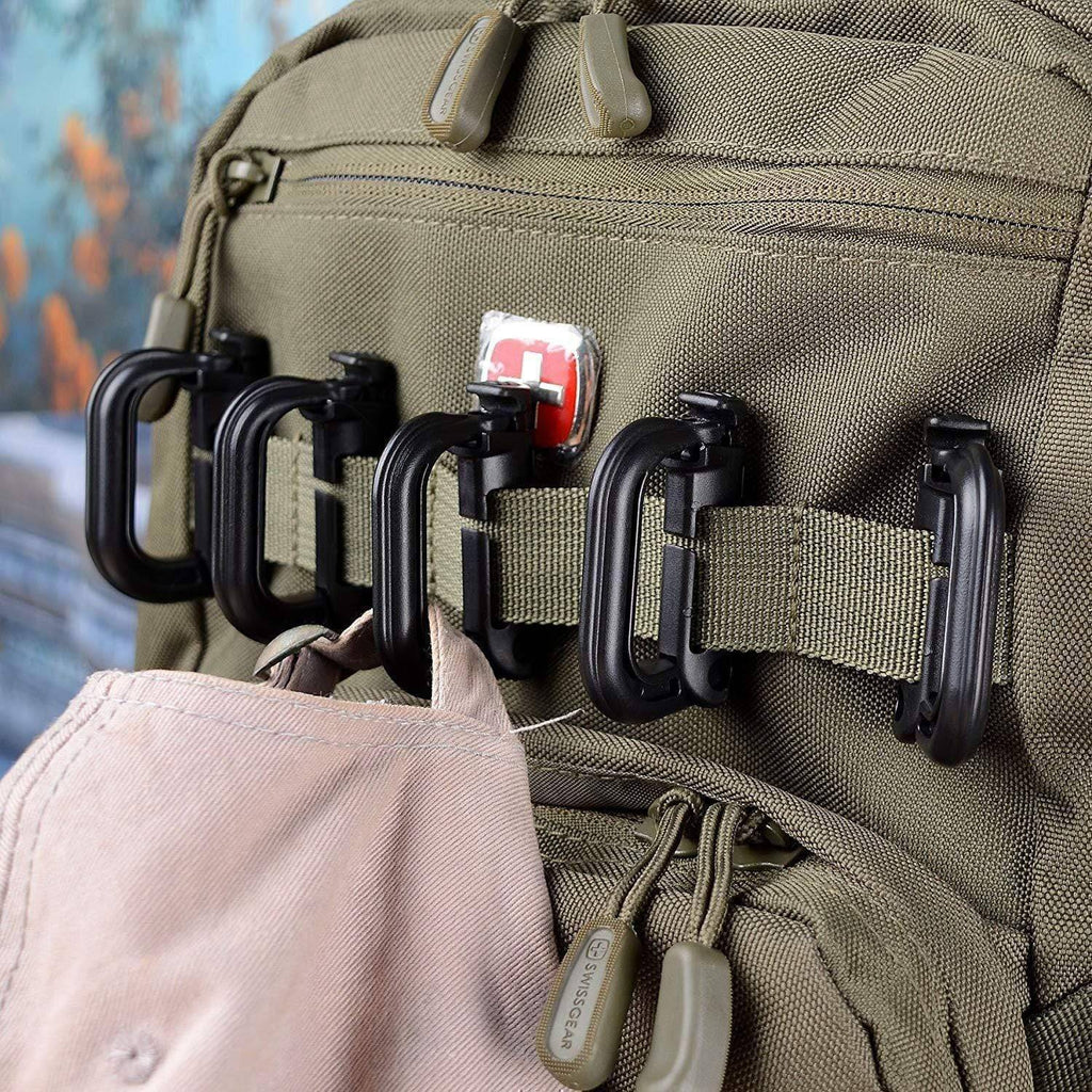Set of 10 Locking D-Ring Clips for Molle Webbing - Souliia