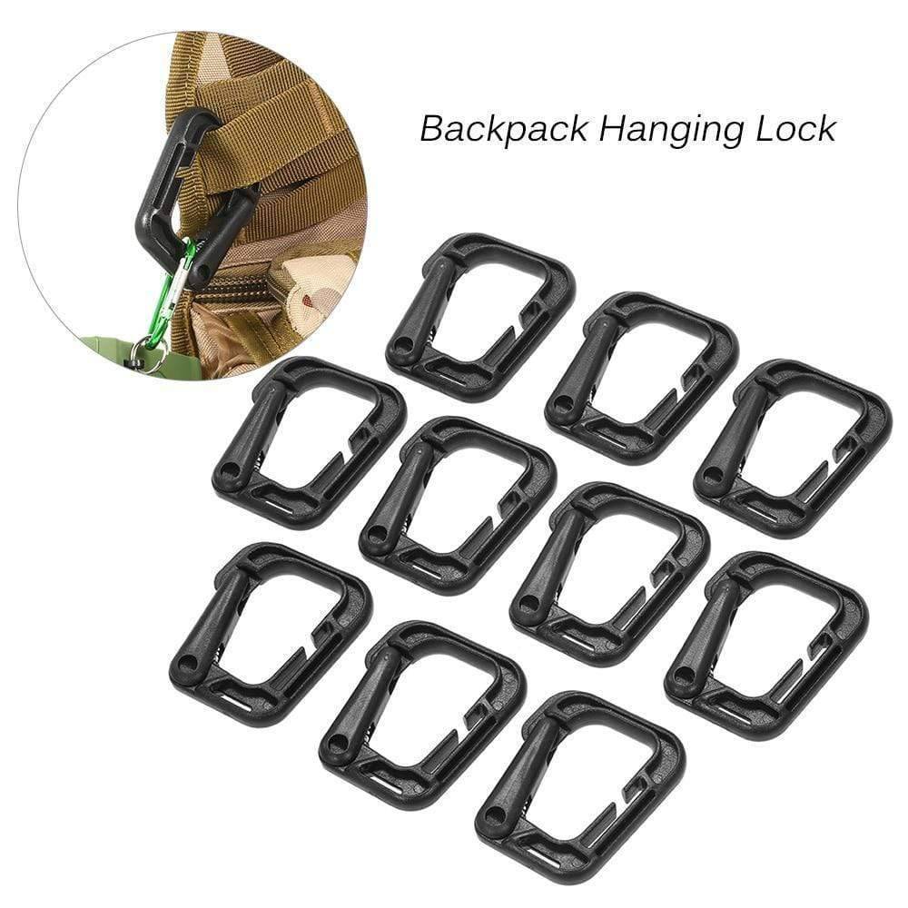 Set of 10 Locking D-Ring Clips for Molle Webbing - Souliia
