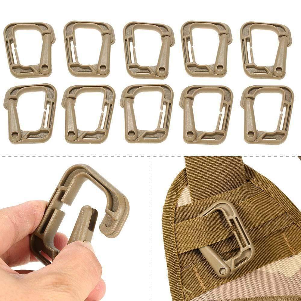 Set of 10 Locking D-Ring Clips for Molle Webbing - Souliia