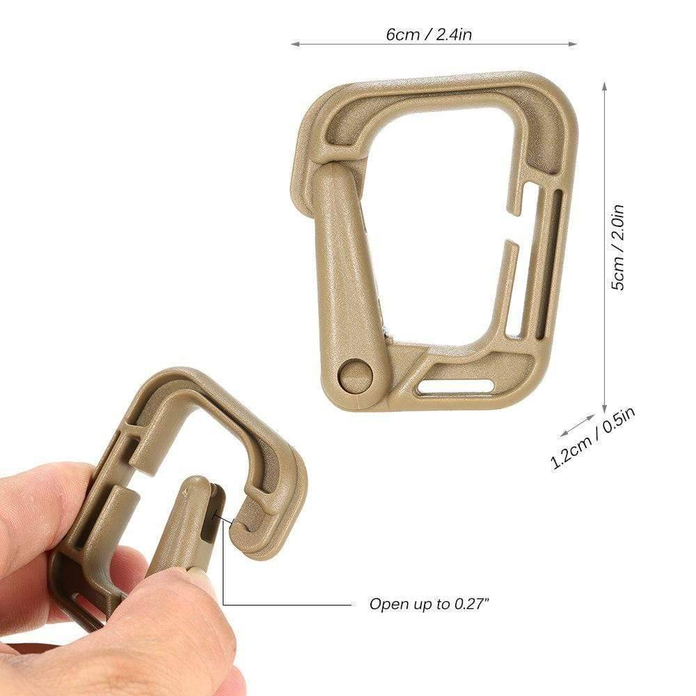 Set of 10 Locking D-Ring Clips for Molle Webbing - Souliia