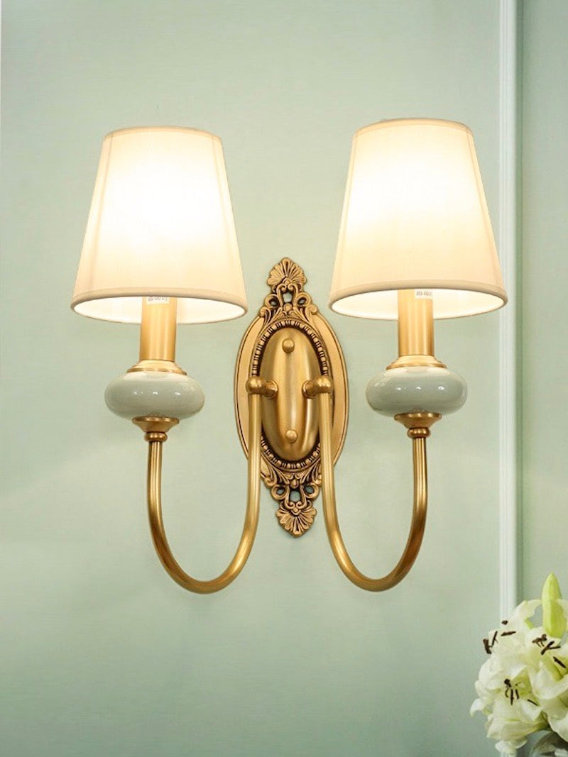 Rowan Classic Fabric Shade Sconce – Ceramic Wall Light for Hallway or Bedroom | Souliia