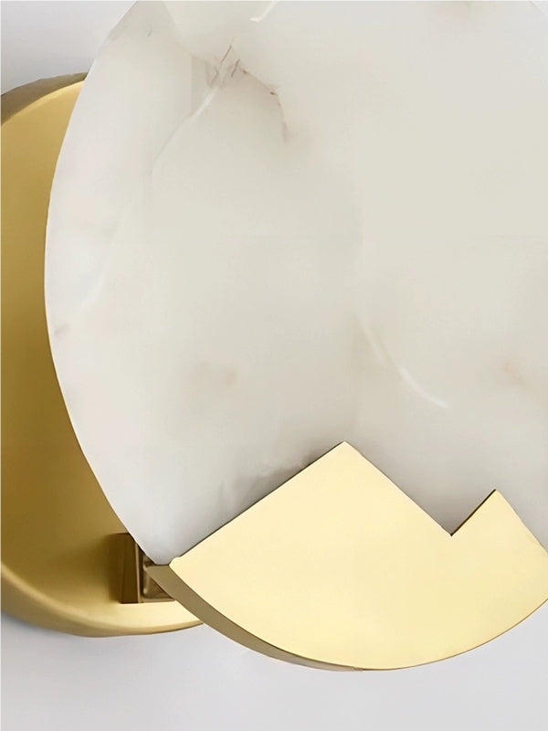Stylish Contemporary Circular Crom Alabaster Wall Lamp | Souliia