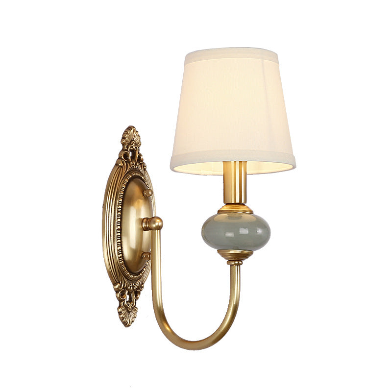 Rowan Classic Fabric Shade Sconce – Ceramic Wall Light for Hallway or Bedroom | Souliia