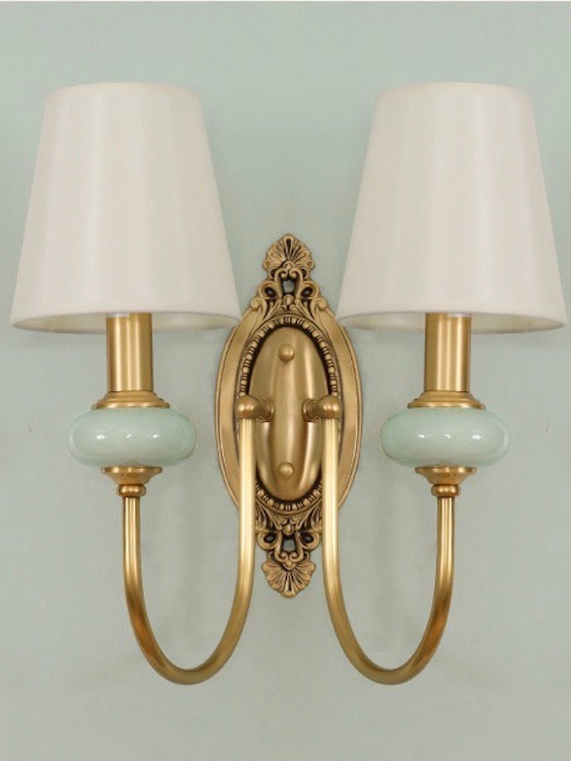 Rowan Classic Fabric Shade Sconce – Ceramic Wall Light for Hallway or Bedroom | Souliia