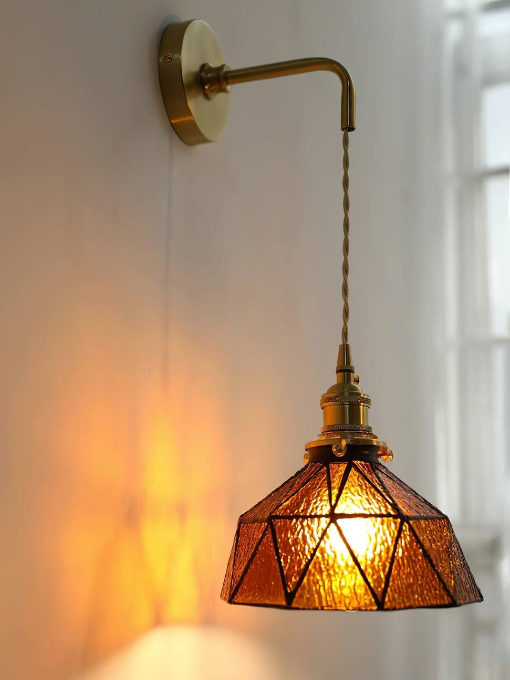 Retro Pastoral Geometric Pattern Wall Lamp | Souliia