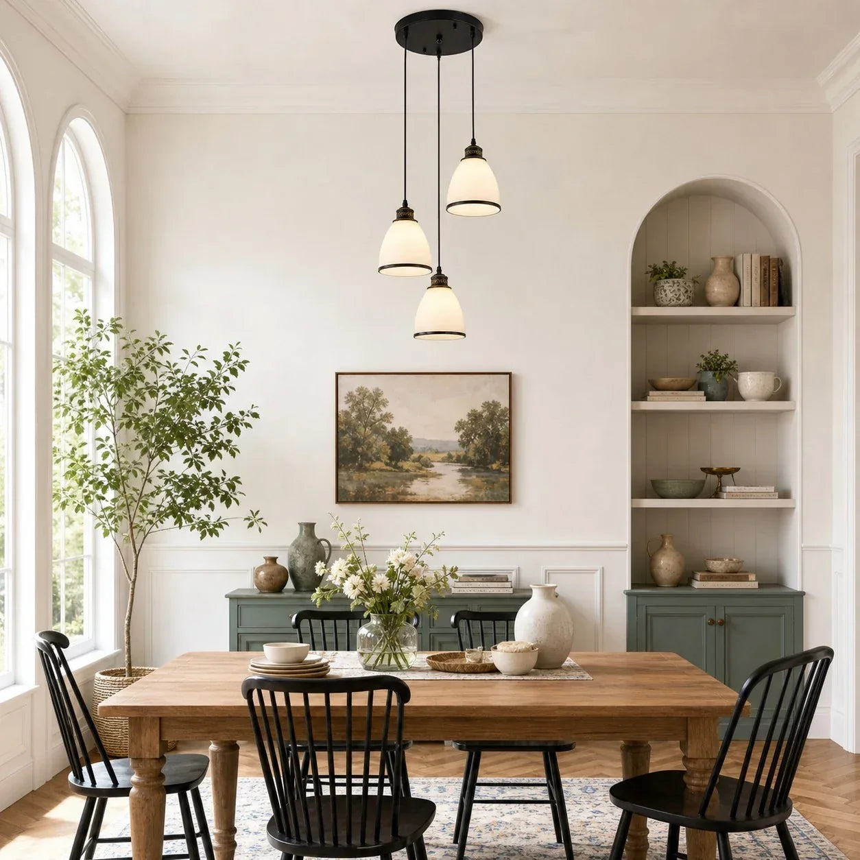 Three Head Glass Pendant Lamp | Souliia