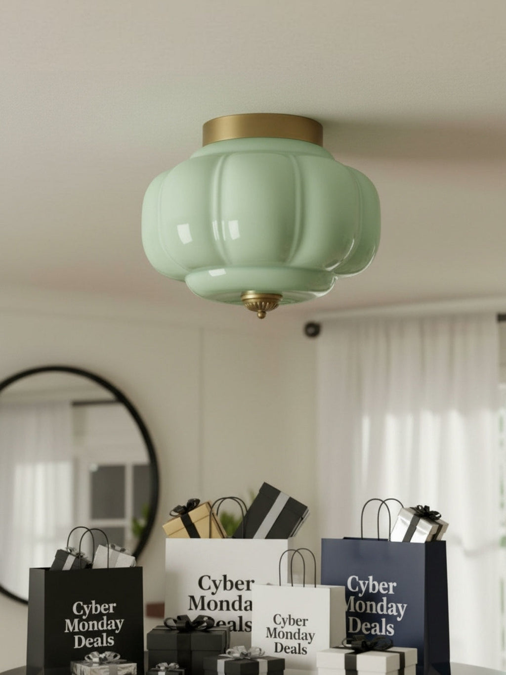 Retro Milk Semi Flush Mount Eloise Ceiling Light | Souliia