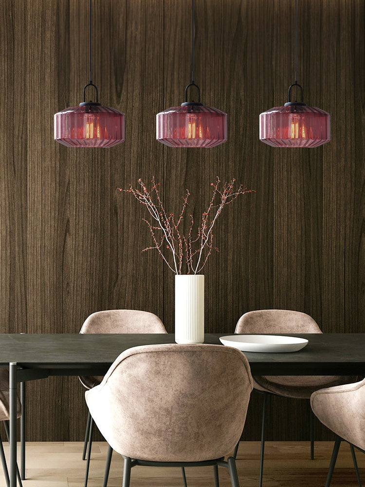Ribbed Glass Pendant Light - Vintage Green Glass Hanging Light with Modern Appeal | Souliia