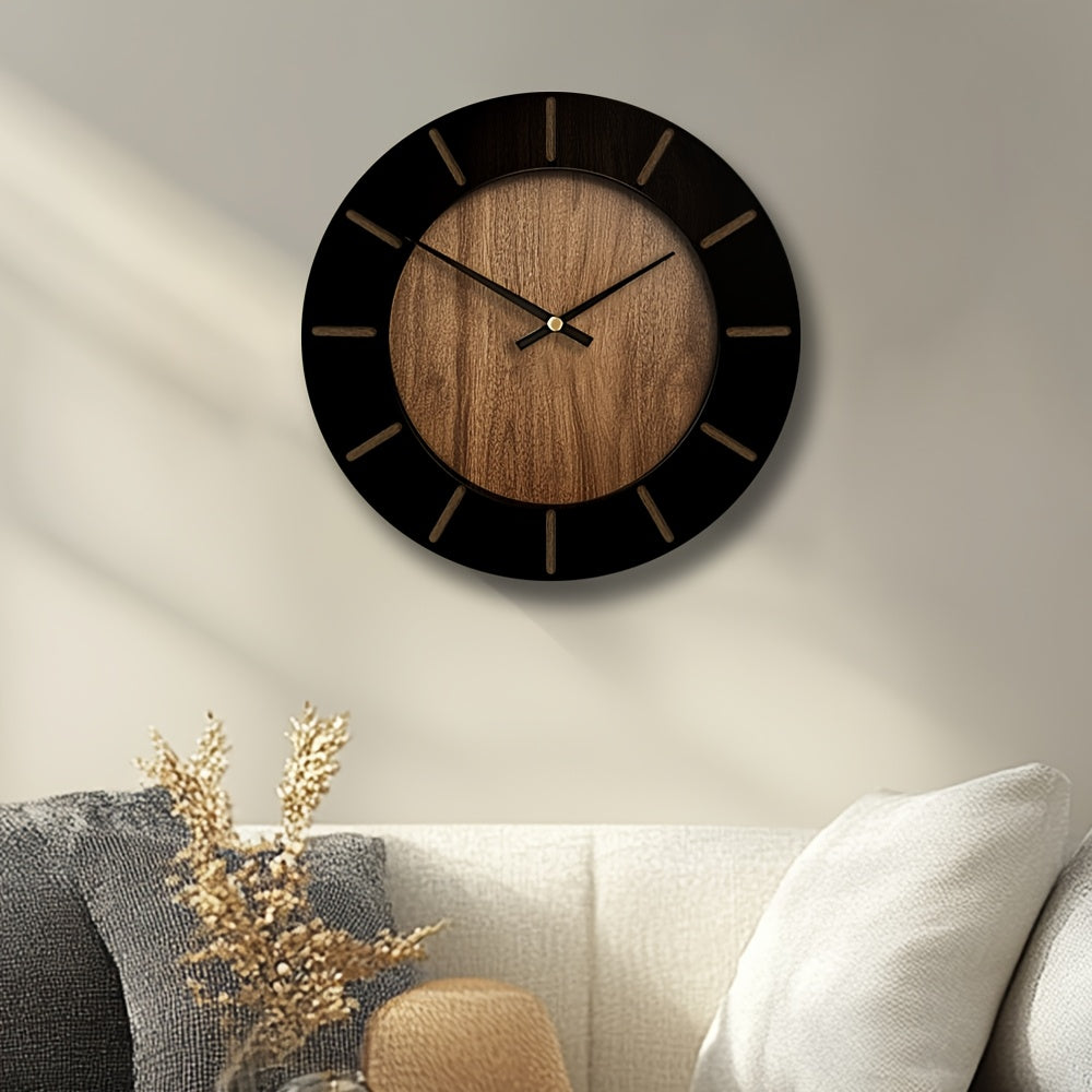 TimberMuse Wooden Wall Clock — Silent Movement, Classic Silhouette
