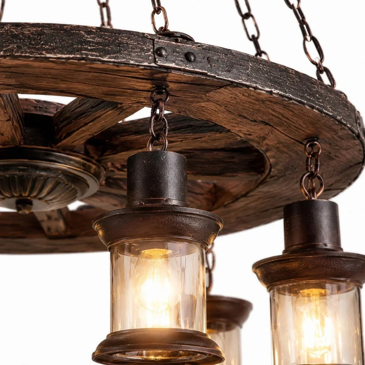 Rustic Industrial Solid Wood Pendant Light Collection | Souliia