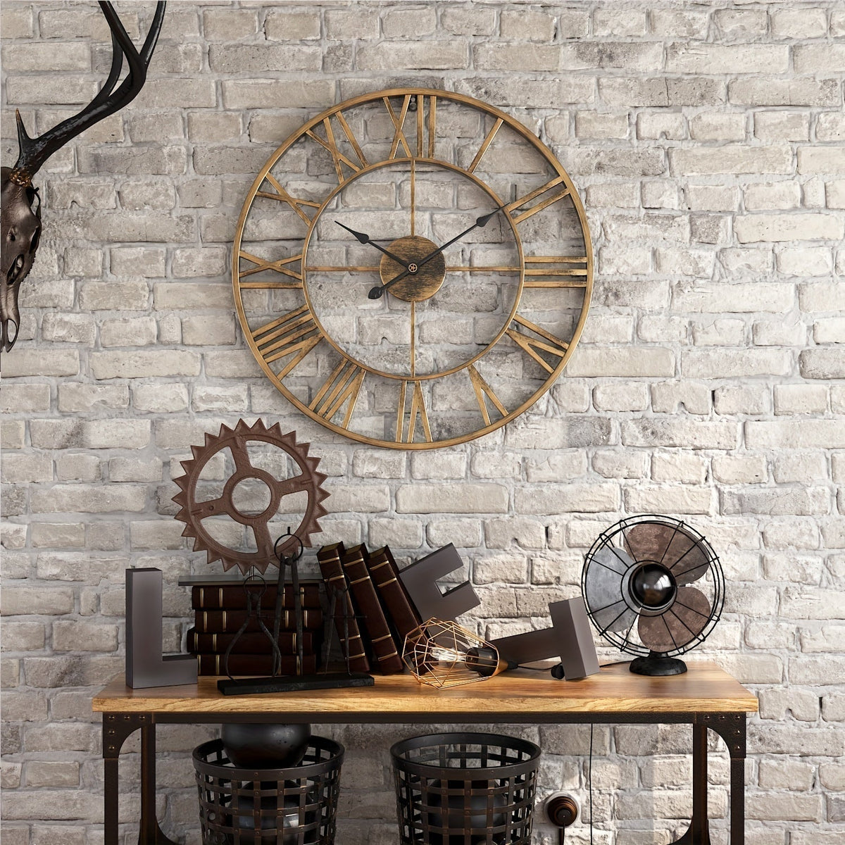 Serenetime Classic Round Wall Clock — Metal Frame, 30cm Diameter, Silent Sweep