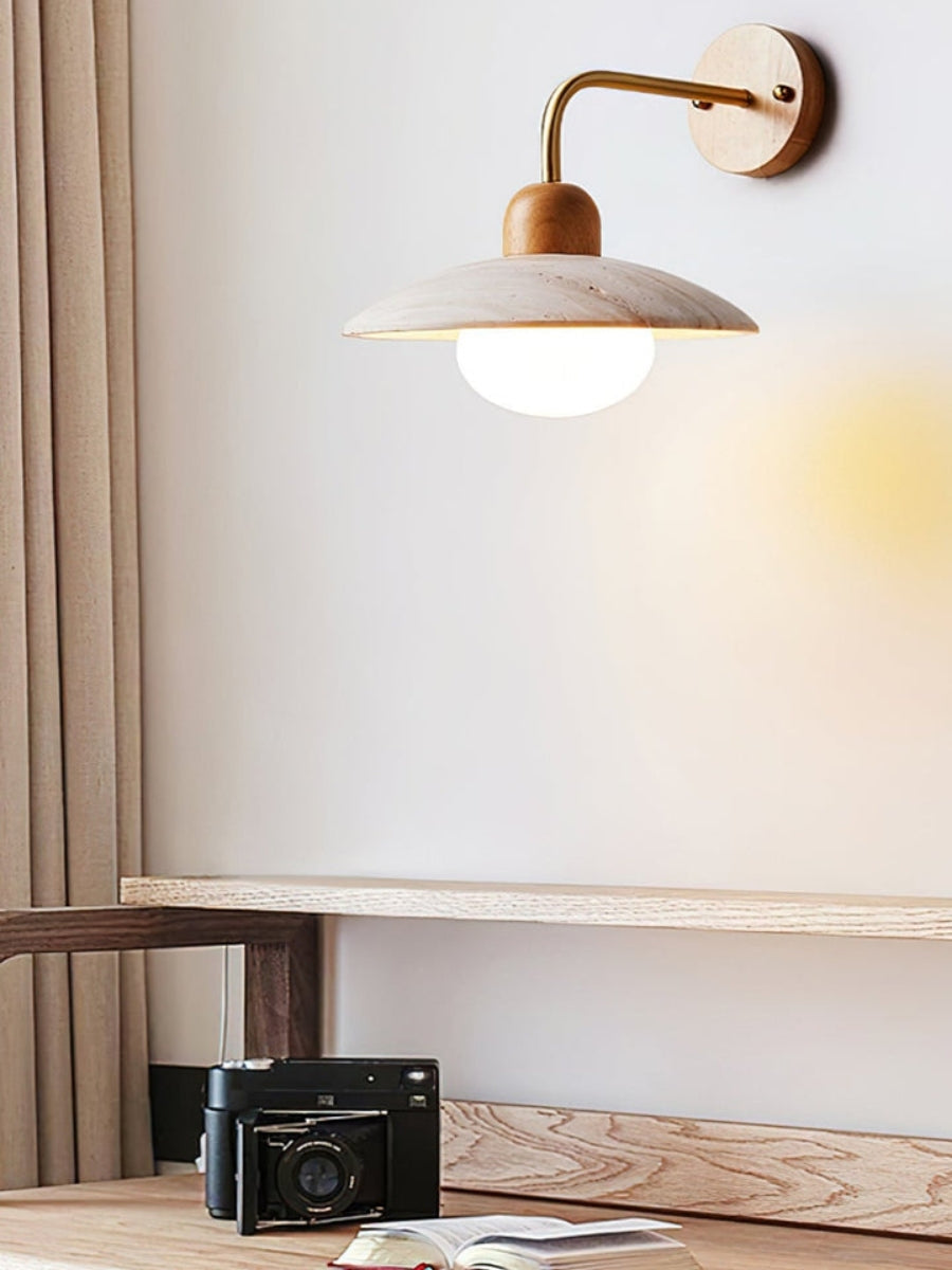 Travira Disc Travertine Wall Light - Modern Minimalist Sconce for Living Room | Souliia