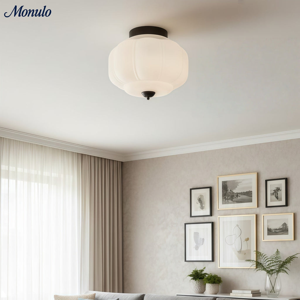 Retro Milk Semi Flush Mount Eloise Ceiling Light | Souliia