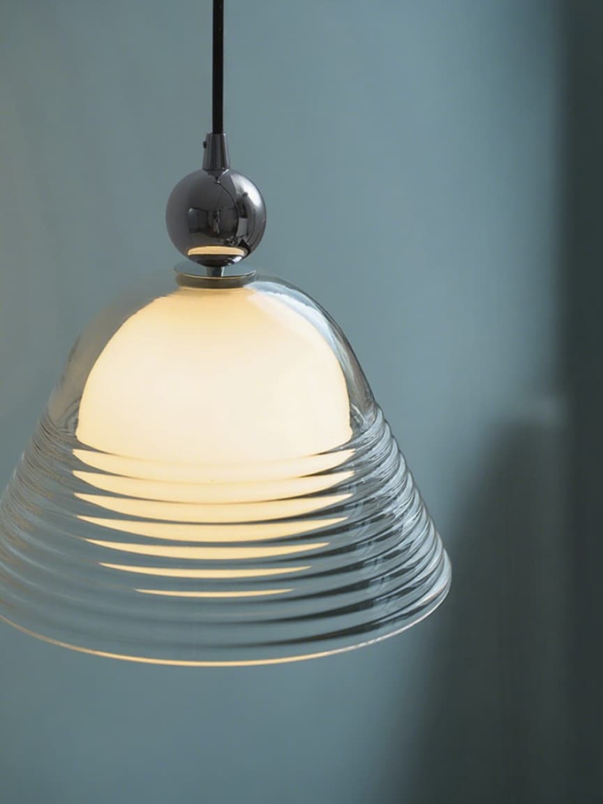 Sunset Pendant Light – Ribbed Glass Shade With Chrome technique - AFTERGLOW L1 | Souliia