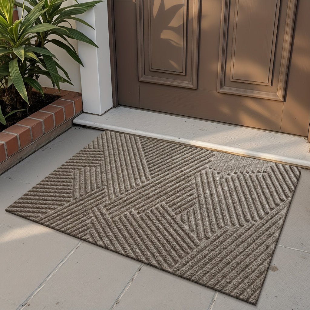 Home Horizon Geometric Striped Doormat — Non-Slip Backing, 75cm X 45cm