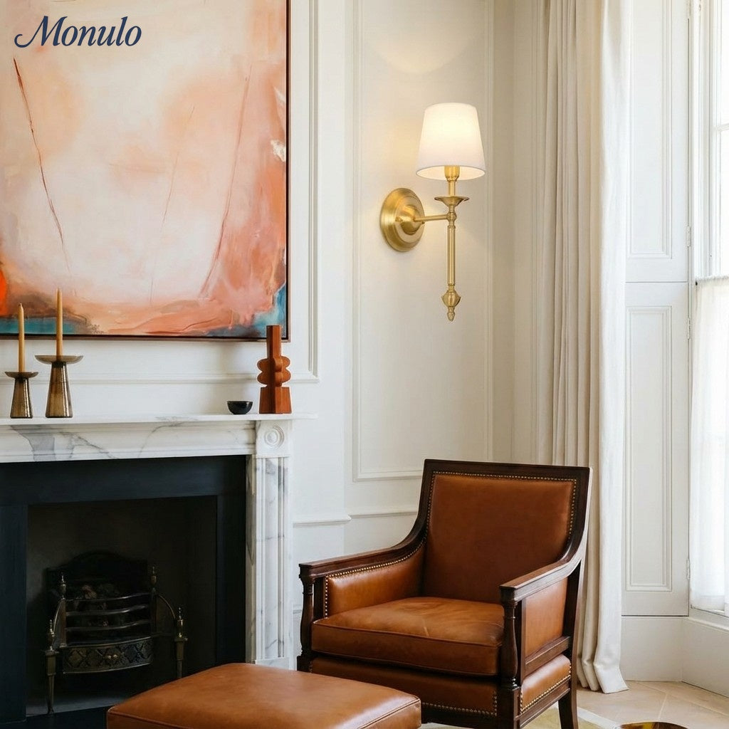 Rowan Fabric Shade Wall Sconce in Antique Copper - Vintage Luxury Light for Interiors | Souliia