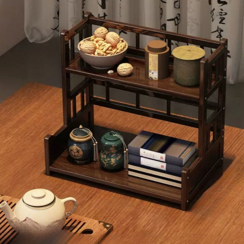 Woodhaven Freestanding Multi Tier Wooden Tea Station Organizer