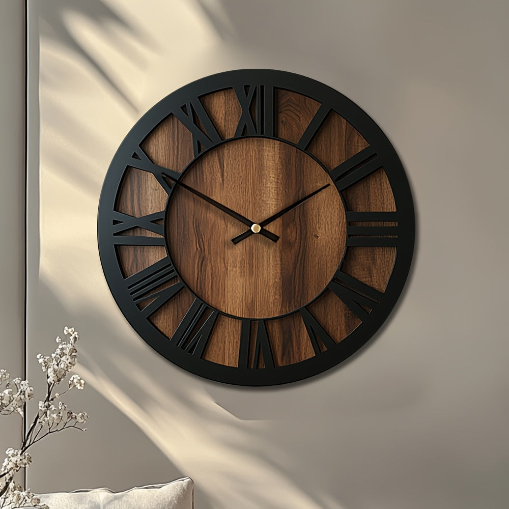 Naturisse Silent Wooden Wall Clock — Vintage Style, Artistic Design