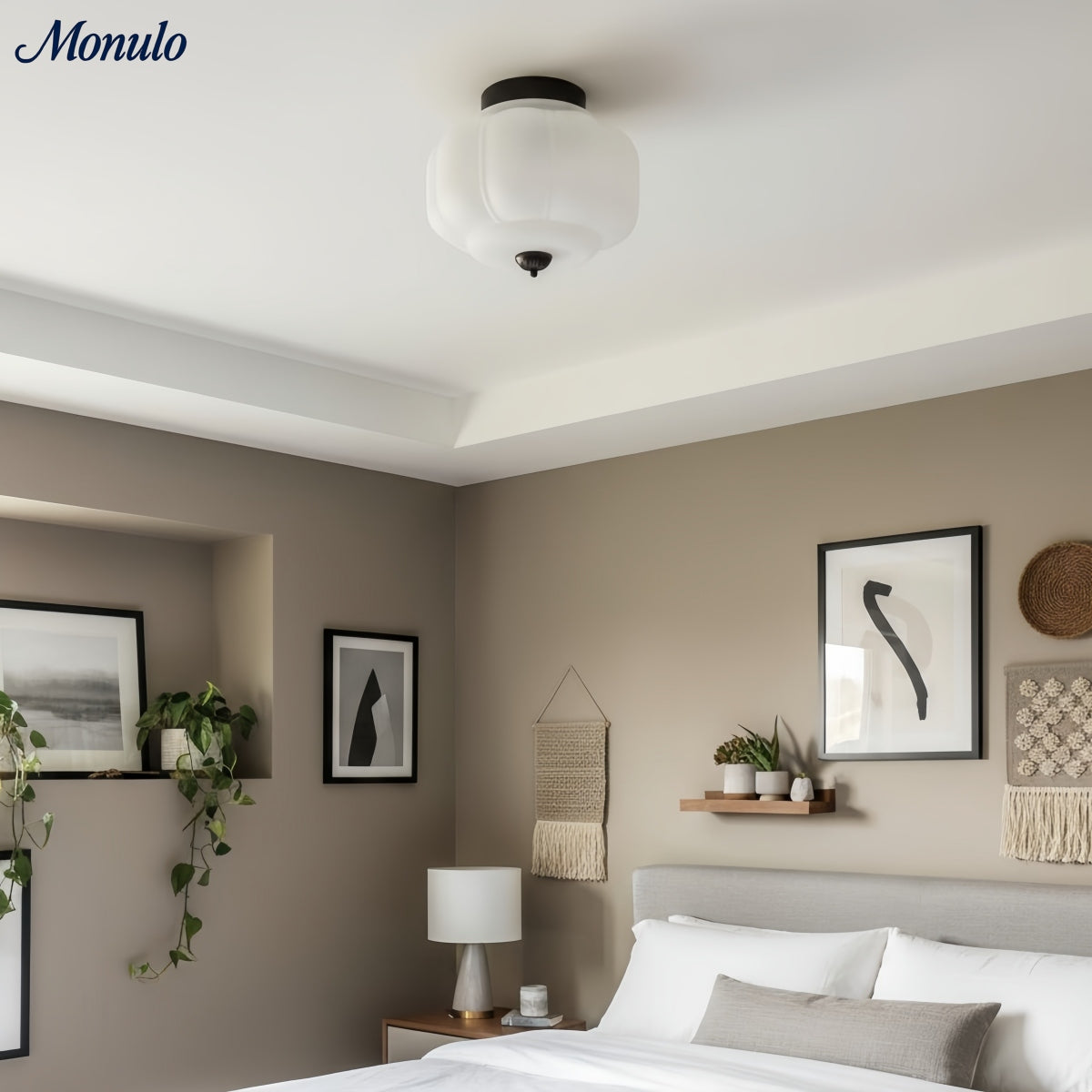 Retro Milk Semi Flush Mount Eloise Ceiling Light | Souliia
