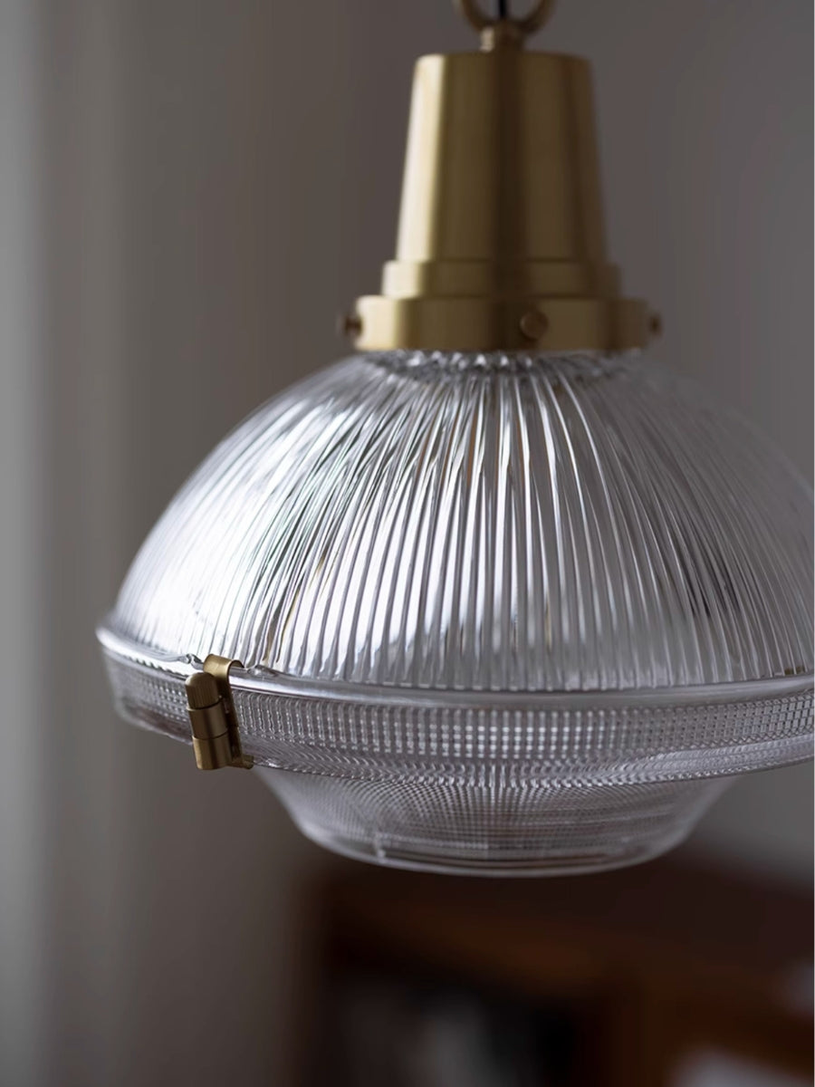 Ribbed Glass Pendant Light – Stylish Brass and Glass Pendant Light for Kitchen & Modern Interiors | Souliia