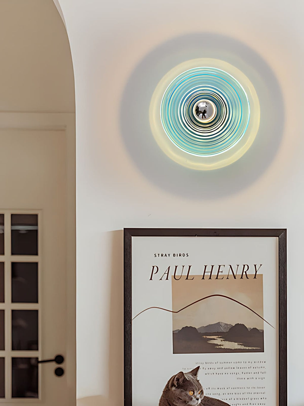 Ribbed Glass Sconce – Modern Disc Wall Light for Bedroom | Souliia