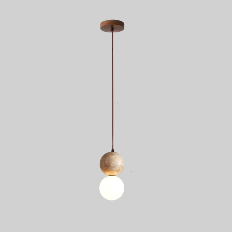 Travertin Stein Creme Retro Minimalistische LED Pendelleuchte | Souliia