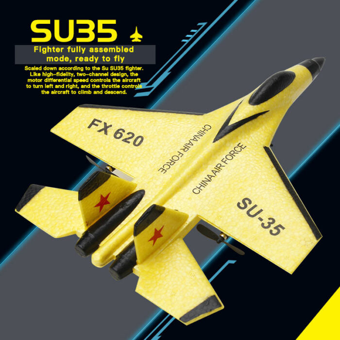 RC letadlo SU35 2.4G na dálkové ovládání — kluzák modelu SU57, LED světla