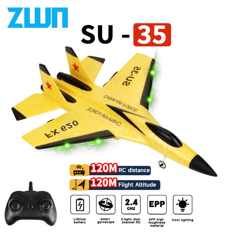 RC letadlo SU35 2.4G na dálkové ovládání — kluzák modelu SU57, LED světla