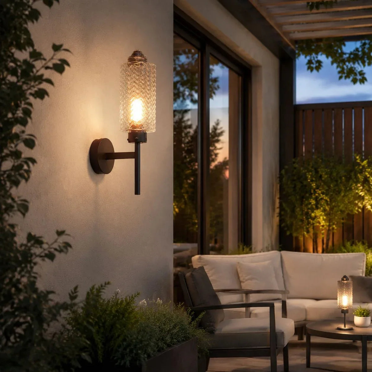 Rippled Glass Outdoor Wall Sconce | Souliia