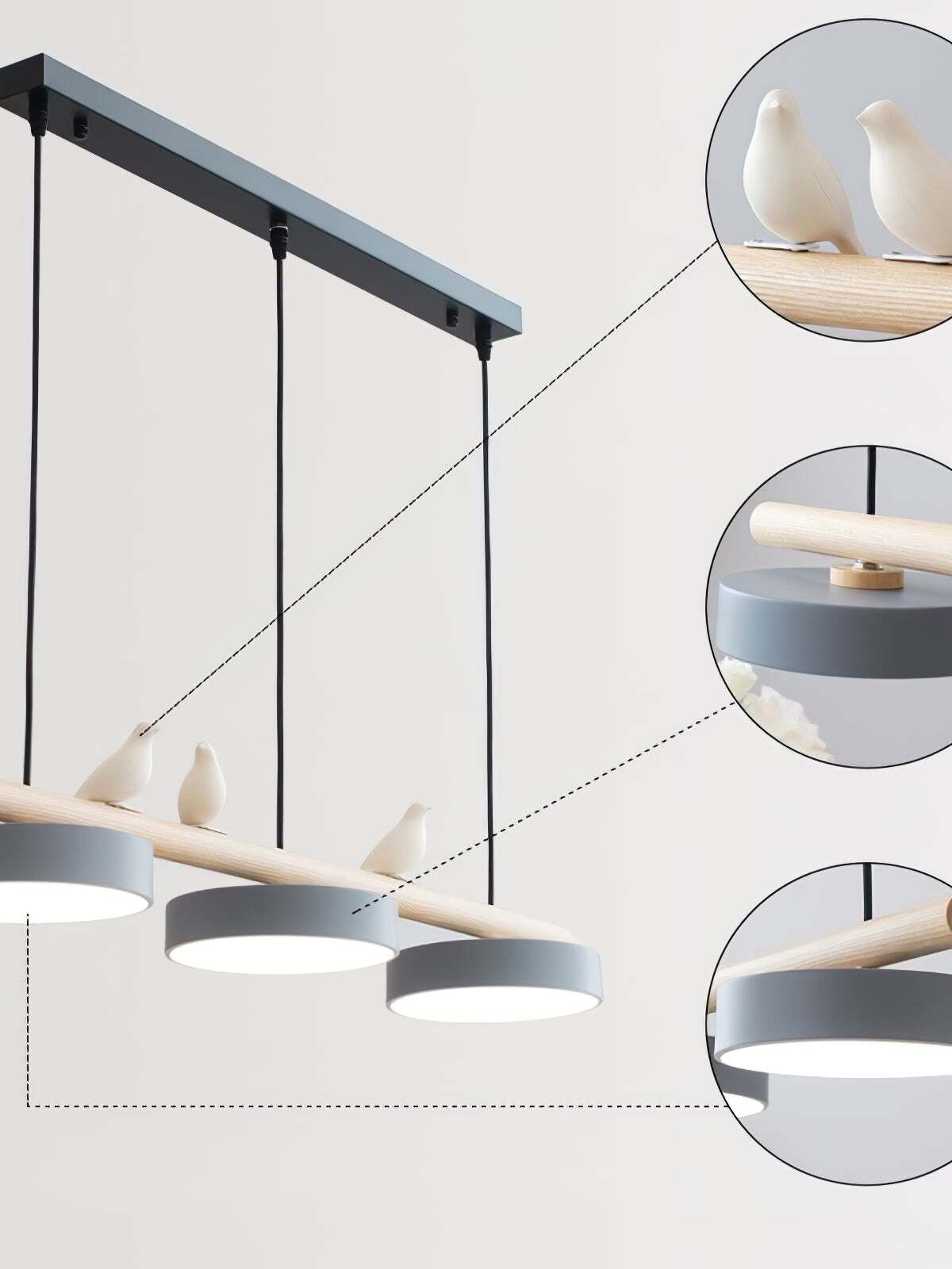 Sienna Bird Pendant Lamp - Wood Design for Scandinavian Kitchen Islands | Souliia