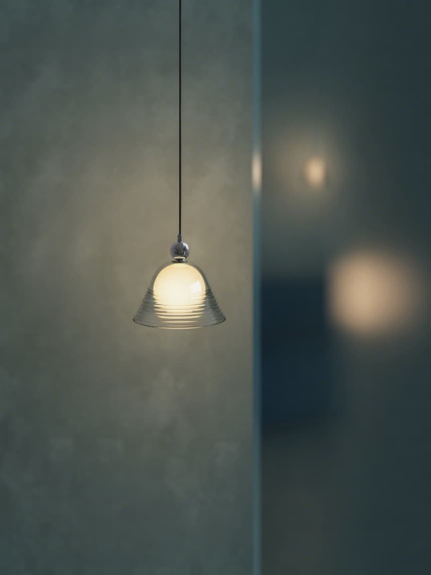 Sunset Pendant Light – Ribbed Glass Shade With Chrome technique - AFTERGLOW L1 | Souliia