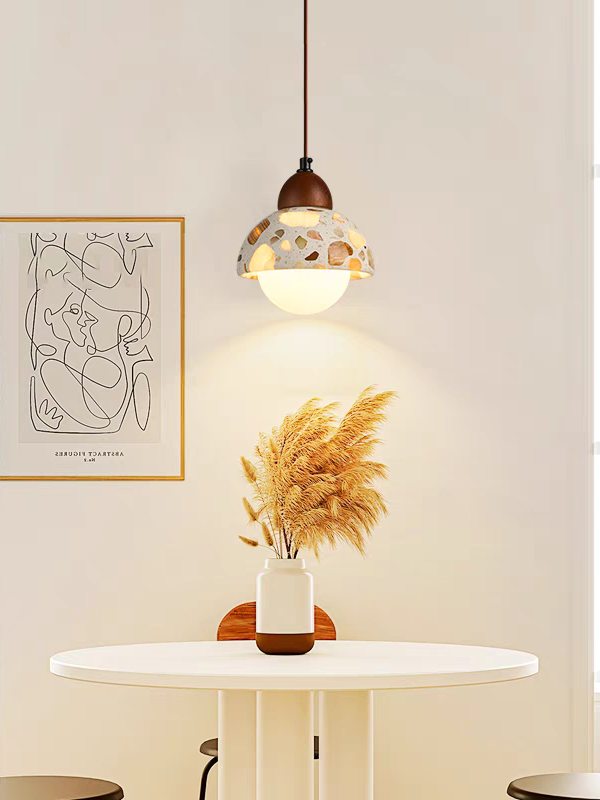 Wabi-sabi Style Water-polished Translucent Stone Retro Pendant Lamp | Souliia