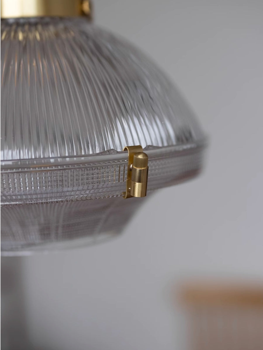 Ribbed Glass Pendant Light – Stylish Brass and Glass Pendant Light for Kitchen & Modern Interiors | Souliia