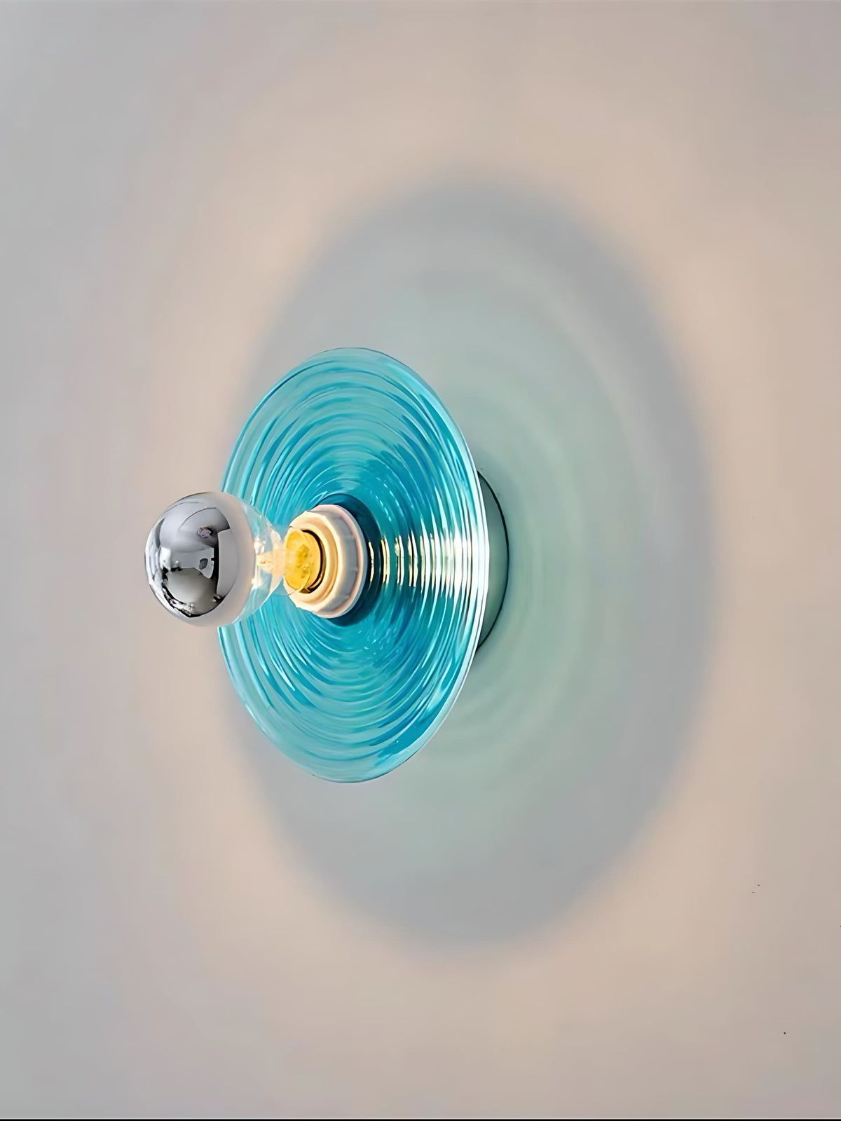 Ribbed Glass Sconce – Modern Disc Wall Light for Bedroom | Souliia