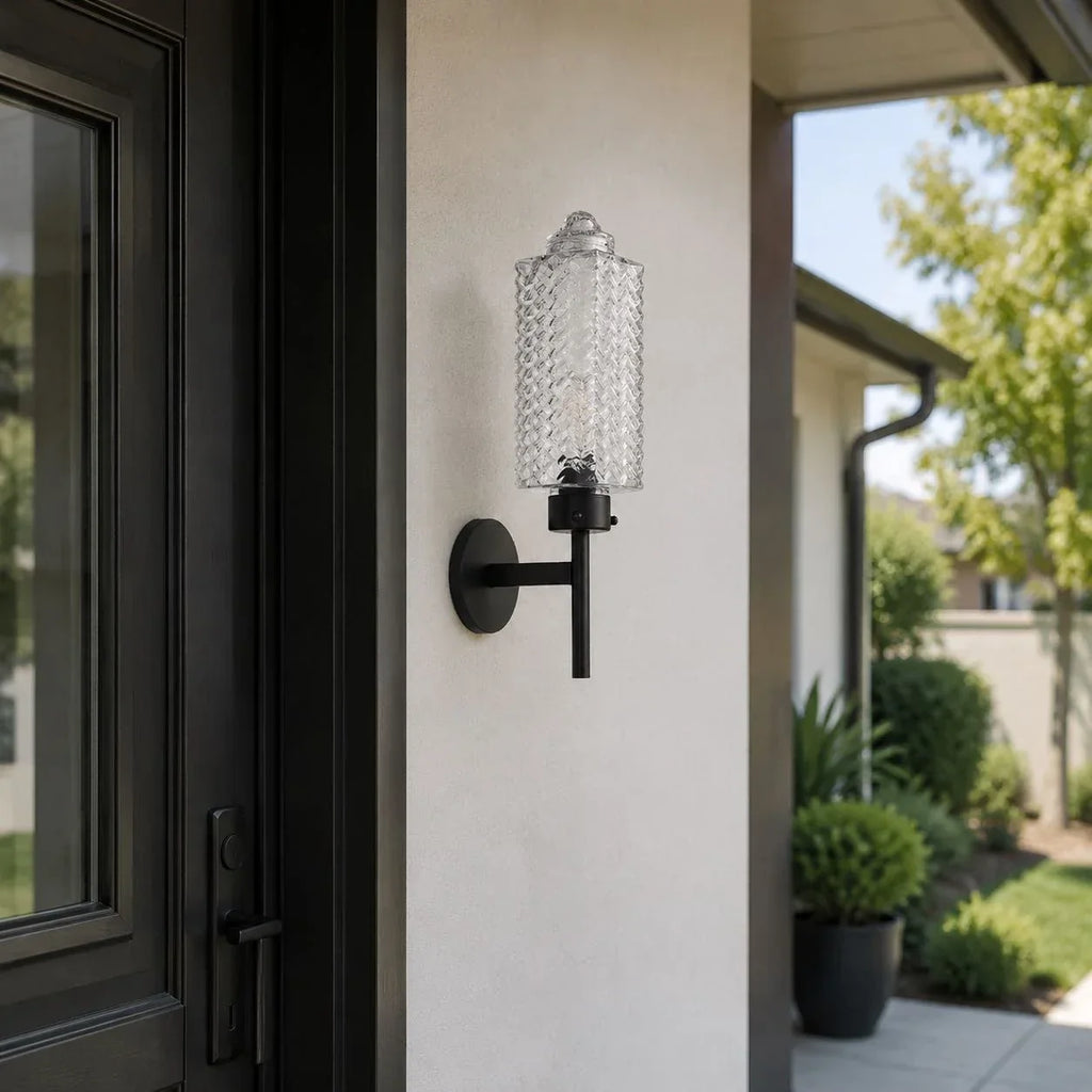 Rippled Glass Outdoor Wall Sconce | Souliia