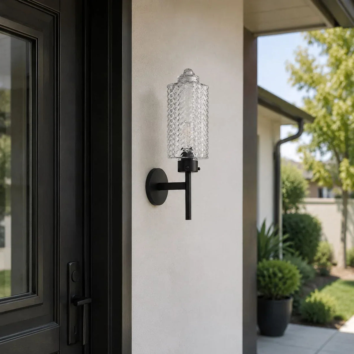 Rippled Glass Outdoor Wall Sconce | Souliia